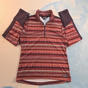 Kerrits‎ Girls L Horse Print Quarter Zip Long Sleeve Riding Shirt Top Kid's EUC